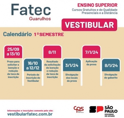 Vestibular Fatec Guarulhos - 1º Semestre 2024
